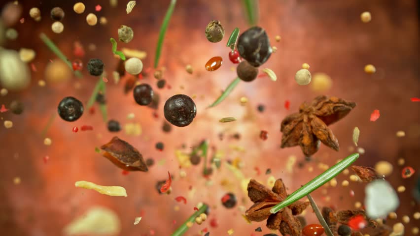 Super Slow Motion Shot of Flying and Rotating Various Spices. Filmed on High Speed Cinema Camera, 1000fps. | Shutterstock HD Video #1111953469