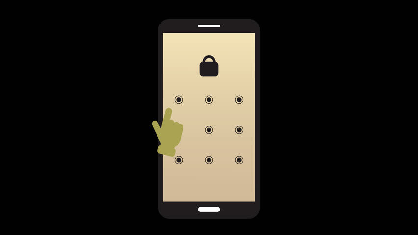 Smartphone Pattern Lock security animation Alpha Channel. Mobile security protection and safety screen lock password. Unlock Passcode interface. Phone pattern authentication touchscreen Cyber security Royalty-Free Stock Footage #1111956879