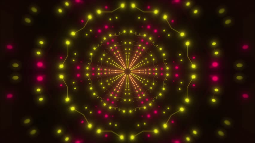 Red yellow rose maroon pink kaleidoscope neon light flying tunnel moving into the distance, neon geometric background, abstract 3D background with spectral metal glow, long tunnel | Shutterstock HD Video #1111958963