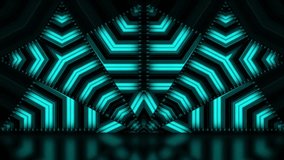 abstract aqua teal turquoise neon lines stage kaleidoscopes wall , floor stage background with bright neon rays and glowing lines. looping background. Speed of light. Seamless loop animation 4k