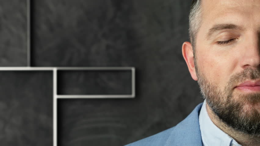 Portrait of confident american business man executive looking at camera. European professional male opens eye. Bearded mature entrepreneur or manager posing with copy background close up face headshot | Shutterstock HD Video #1111965769