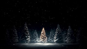 Beautiful white Christmas background with snowy winter landscape in snowy fir forest and sparkling Christmas tree decorations glowing in the dark night
 - Powered by Shutterstock - Get 15% off with code: PIKWIZARD15