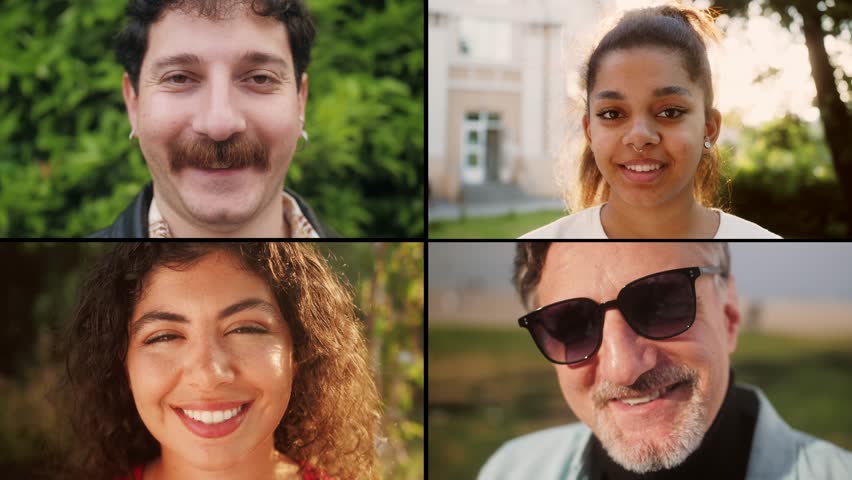 Multi-screen collage of diversity people, multinational group of people. Multi-Ethnic group. | Shutterstock HD Video #1111969877