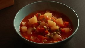 Homemade vegetable soup  close up view of vegan healthy soup in a bowl - Powered by Shutterstock - Get 15% off with code: PIKWIZARD15