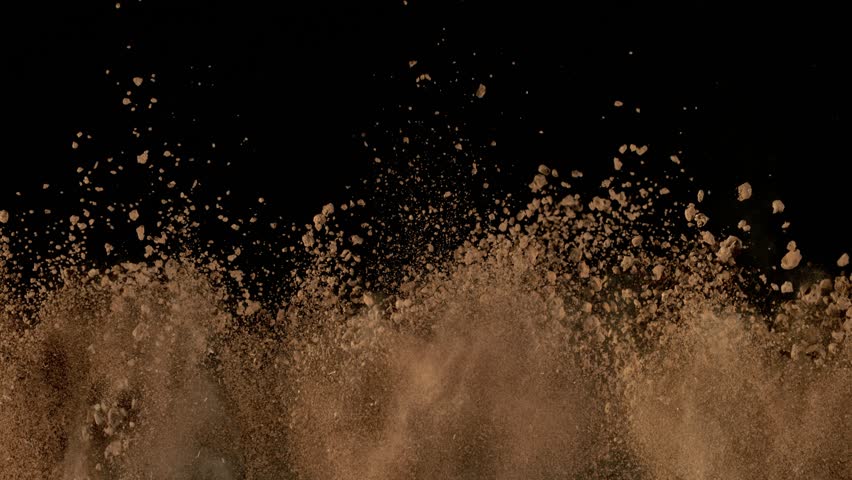 Super Slow Motion Shot of Soil Explosion Isolated on Black Background at 1000fps. | Shutterstock HD Video #1111972367