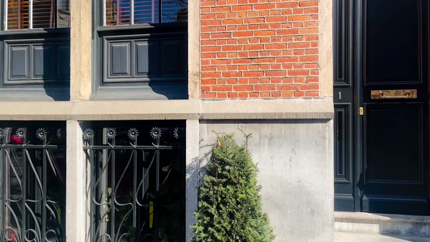 Grand architecture in historical part of the city of Antwerp, Belgium on a sunny day, slow motion video