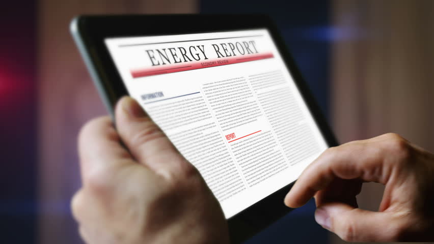 Gas prices energy market and fuel business daily newspaper reading on mobile tablet computer screen. Man touch screen with headlines news abstract concept 3d. | Shutterstock HD Video #1111976933