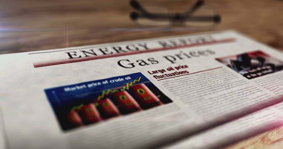 Gas prices energy market and fuel business daily newspaper on table. Headlines news abstract concept 3d. | Shutterstock HD Video #1111977255