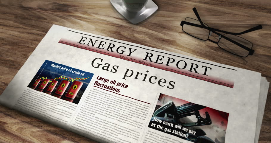Gas prices energy market and fuel business daily newspaper on table. Headlines news abstract concept 3d. | Shutterstock HD Video #1111977257