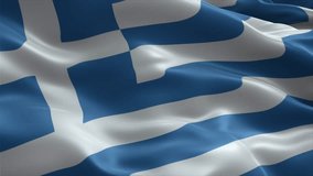 Greece flag video waving in wind. Realistic flag background. Close up view, perfect loop, 4K footage