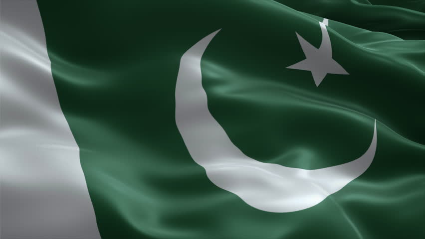 Pakistan flag video waving in wind. Realistic flag background. Close up view, perfect loop, 4K footage