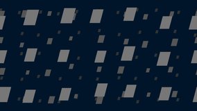 Parallelogram symbols float horizontally from left to right. Parallax fly effect. Floating symbols are located randomly. Seamless looped 4k animation on dark blue background