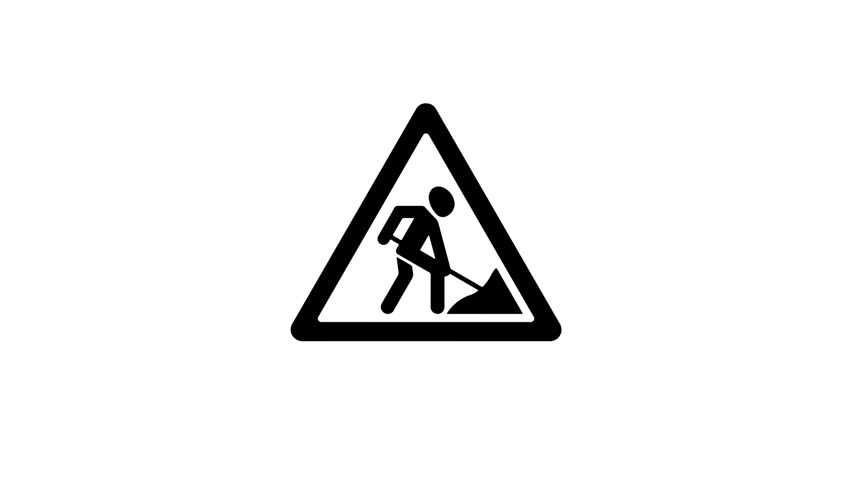 Animation set, road work sign. Animations: transparency, zooms, transition top to down, transition left to right, slide up to down, slide left to right | Shutterstock HD Video #1111981685