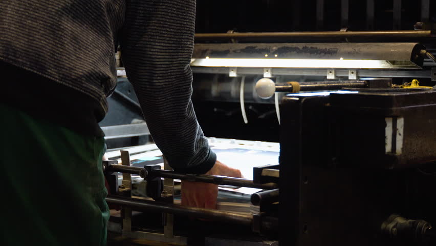 Printing house. Offset printing process. Paper submission
