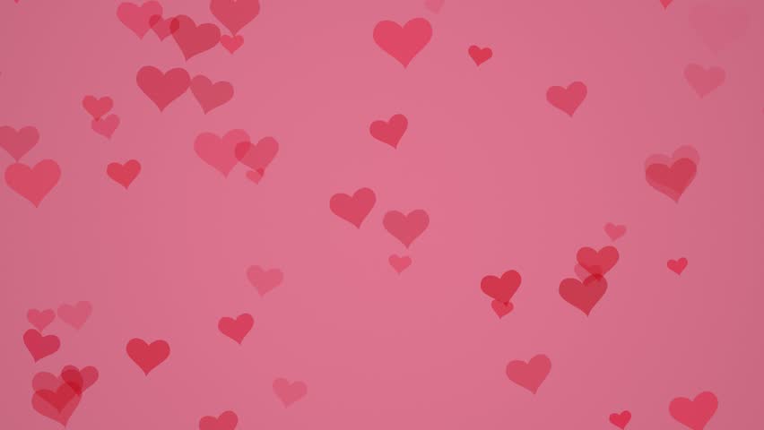 Red hearts on pink background