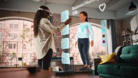 Black Woman Using Virtual Augmented Reality Headset for Online Shopping with 3D Avatar, Browsing Stylish Clothing items. Ordering from Mock-up Internet App from Online Store. Handheld Action Camera - Powered by Shutterstock - Get 15% off with code: PIKWIZARD15