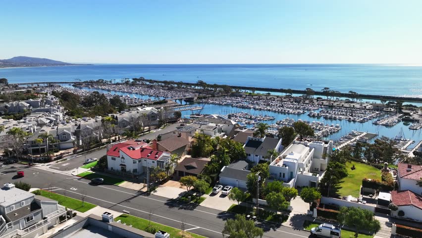Aerial View Of Dana Point Harbor, Orange County, California, USA - Drone Shot Royalty-Free Stock Footage #1111988701