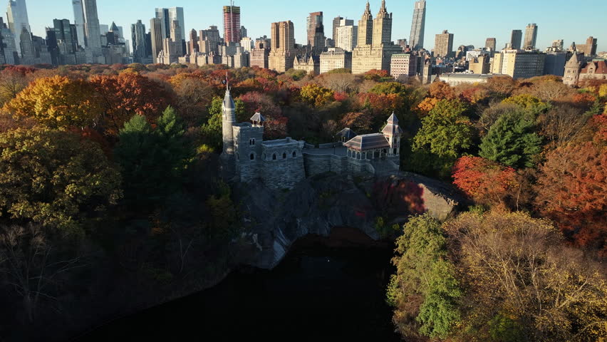 Central Park's Belvedere Castle on an autumn morning | Shutterstock HD Video #1111991403