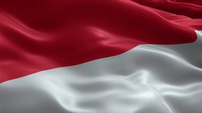Indonesia flag video waving in wind. Realistic flag background. Close up view, perfect loop, 4K footage