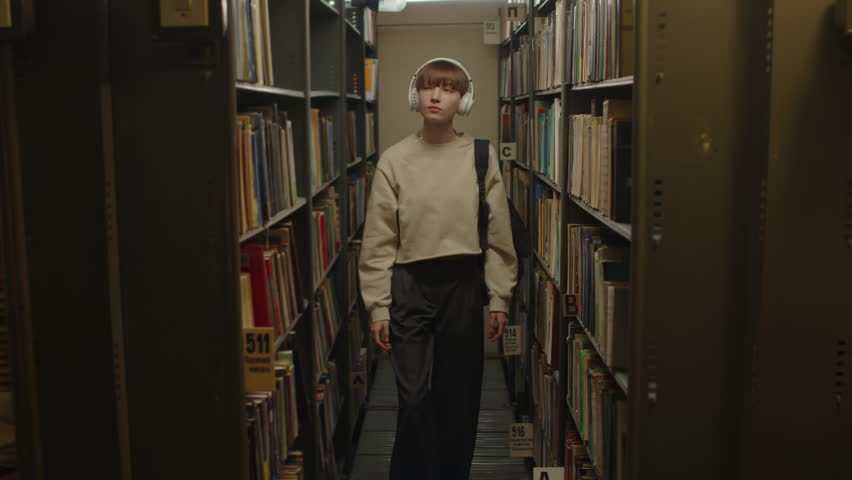 Girl in headphones reading book at library - Powered by Shutterstock - Get 15% off with code: PIKWIZARD15
