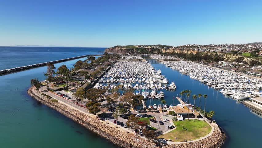Dana Point Harbor And Marina At Daytime In Orange County, California, USA - Aerial Drone Shot Royalty-Free Stock Footage #1112001947