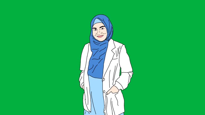 Green screen Muslim doctor animation