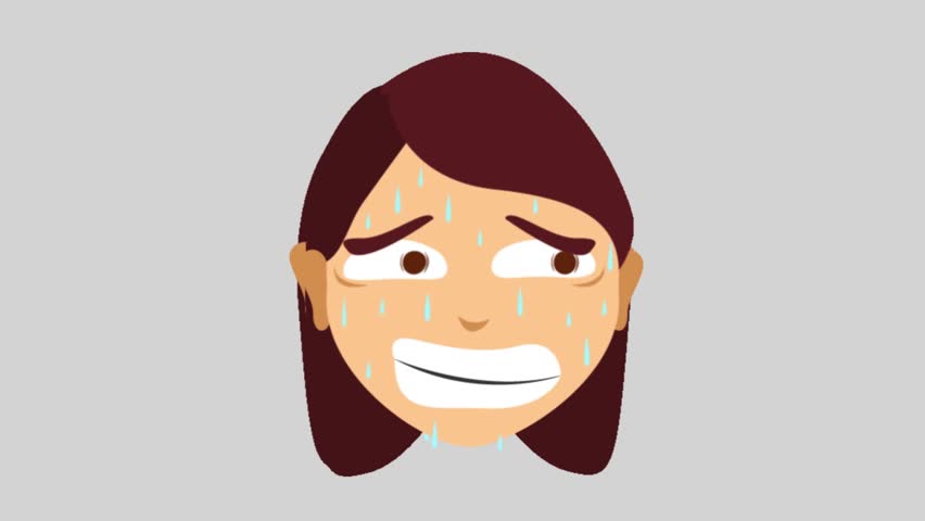 Cartoon animation of a woman's face being nervous and sweating Royalty-Free Stock Footage #1112011597
