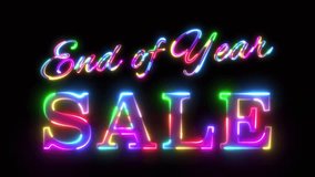 End of Year video visual effect animation banner in colorful rainbow color neon style