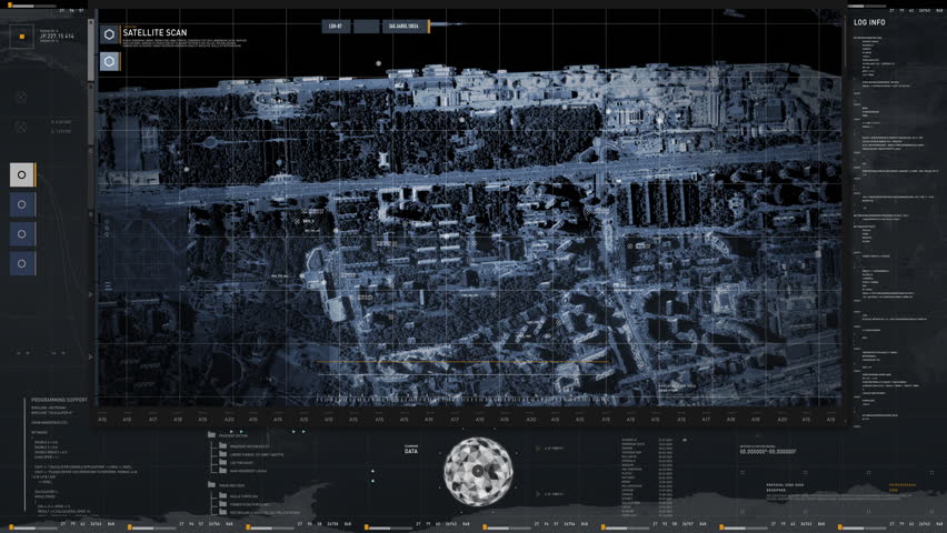 Ai Search System Scans Satellite Network Data During Spy Operation. Futuristic Ai Satellite Surveillance Radar Scan. City Target Location Track By A Modern Ai Satellite Scanning Software Interface | Shutterstock HD Video #1112016433