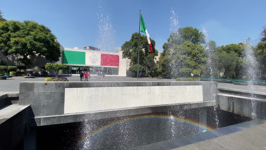 Panoramic view of the National Museum of Anthropology located next to Chapultepec park in Mexico City, Mexico. It