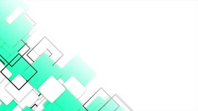 Animated Simple futuristic moving Turquoise squares gradient geometrical white background	
