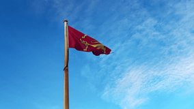 Normandy flag. National Normandy flag France waving seamless loop animation. Normandie flag 4K Background Slow Motion video. Normandy flag Closeup 4K video for presentation, tourism, vocation, trip