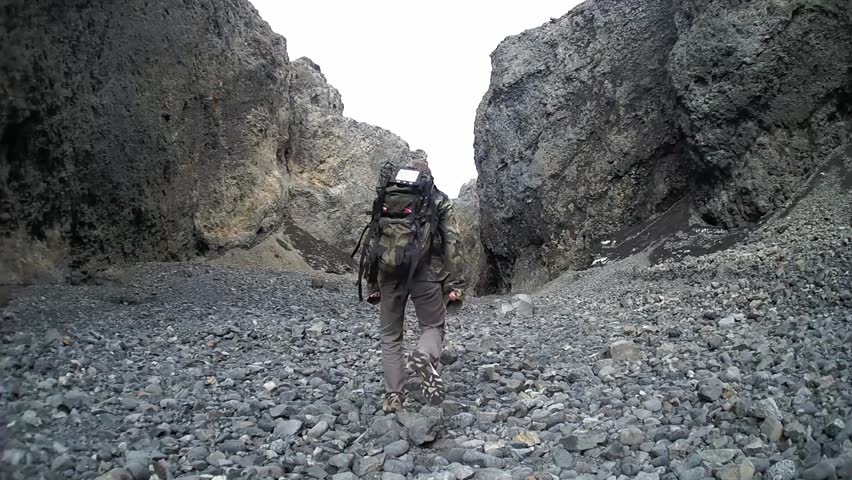 tourist walking alone through the canyon