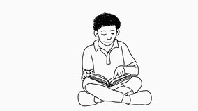 hand drawn simple animation reading a book