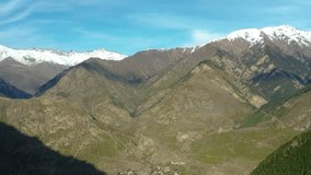 travel to North Caucasus region - Drone view of Mount Elbrus from Bermamyt Plateau.