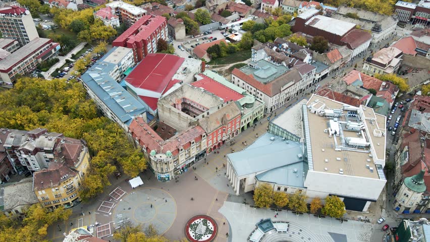 Aerial view of an old buildings in town center of Subotica, Serbia