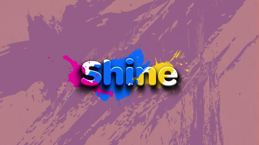 Animation of paint stain over shine text against changing grunge effect on purple background. Abtract background concept