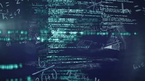Animation of data processing over mathematical formulae. Global computing, digital interface and data processing concept digitally generated video. - Powered by Shutterstock - Get 15% off with code: PIKWIZARD15