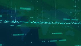 Animation of data processing over cityscape and green background. Global connections, computing and data processing concept digitally generated video. - Powered by Shutterstock - Get 15% off with code: PIKWIZARD15