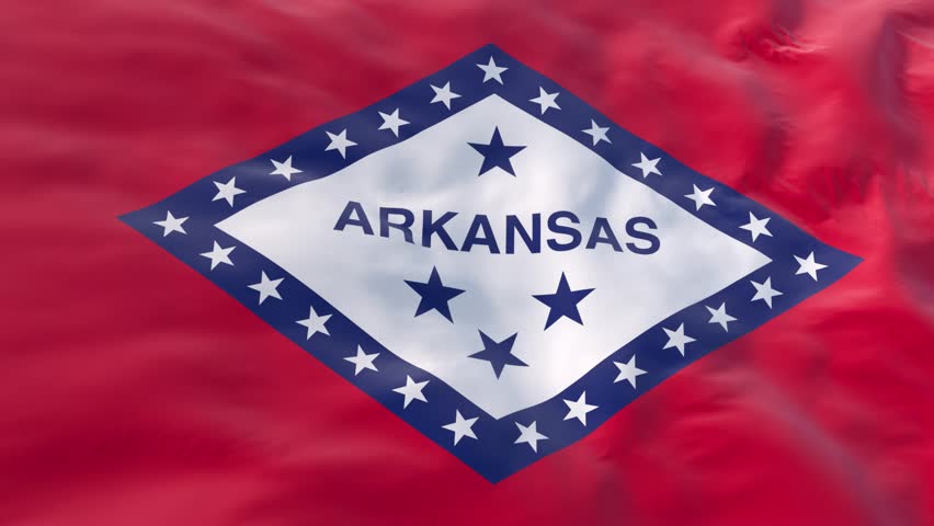 Arkansas flag waving in the wind as background or intro, State of Arkansas flag in slow 3d motion animation realistic. Arkansas flag 4k resolution Close Up | Shutterstock HD Video #1112056133