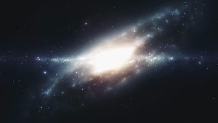 Flight to the center of a bright galaxy. High quality 4k footage