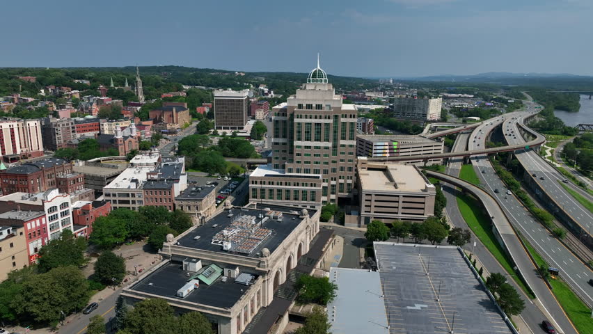 Aerial view of Albany, capital city of New York.