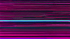A glitchy, static-like image with pink and purple stripes