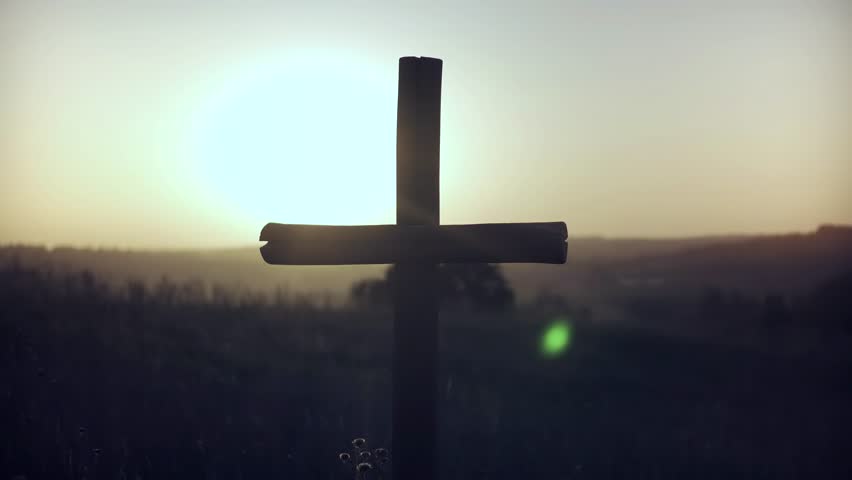 Summit Cross At Sunrise Mountain. Cathodic Religion Symbol. Christian Wooden Cross Crucifixion Of Jesus Christ. Cross On Top Mountain At Sunset. Christianity Religion Prayer. Crucifix Symbol On Hill Royalty-Free Stock Footage #1112084919