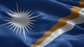 Marshall Islands flag video waving in wind. Realistic flag background. Close up view, perfect loop, 4K footage