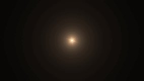 Loop center flickering  glow gold star ray lights optical lens flares shine animation art abstract on black background. Lighting lamp rays effect dynamic bright video footage.Isolated alpha chanel
