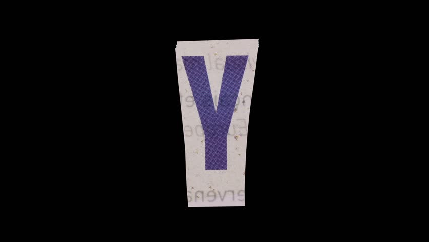 Uppercase Y Letter in Paper Cut Letter. Ransom Letter style. Magazine Cut Outs. Dynamic Scrolling loop.