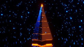 Blue and Orange Cyberpunk Christmas Tree Background VJ Loop in 4K