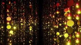 Corridor of sparkling golden and red particles bokeh or glitter garland vj loop 3d render. Holidays background, spotlight overlay for christmas card, music nightclub, award ceremony, geometric - Powered by Shutterstock - Get 15% off with code: PIKWIZARD15