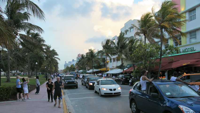 MIAMI BEACH, FLORIDA - MAY 24: In this time-lapse view cars travel on Ocean